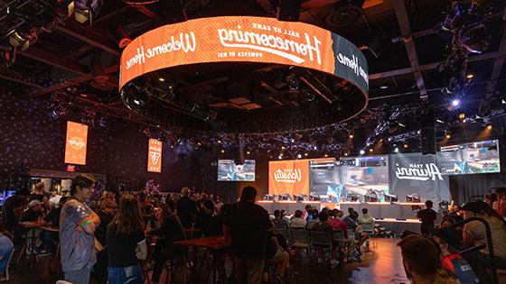 The Full Sail University Fortress is filled with a large crowd of spectators while varsity compete against alumni during Hall of Game: Homecoming.